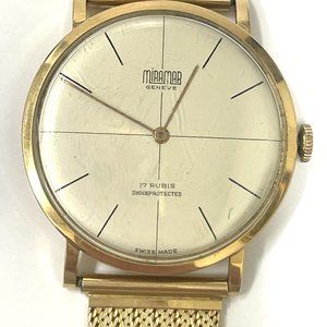 Vintage 18K yellow gold Miramar Geneve mechanical manual winding 17 jewels watch